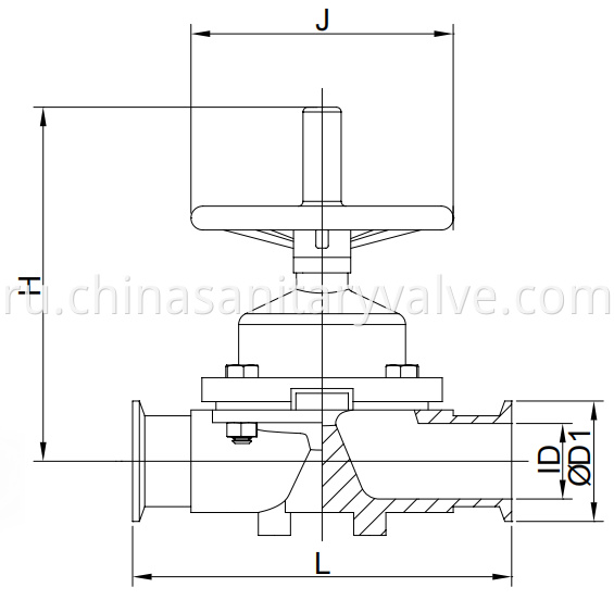 Sanitary diaphragm valves SS handwheel clamp end